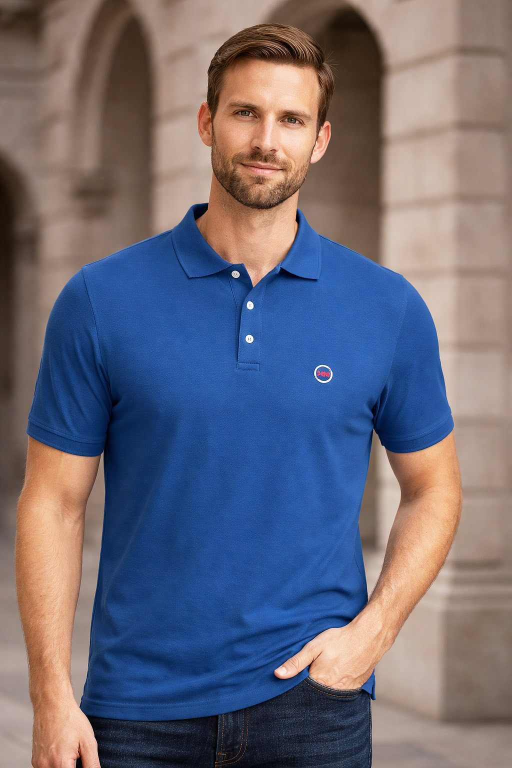 Polo HN EcoBoss 100% Algodón Orgánico 220g/m² - Azul Sea Blue - Imagen 2