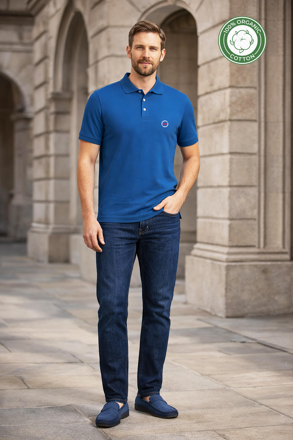 Polo HN EcoBoss 100% Algodón Orgánico 220g/m² - Azul Sea Blue