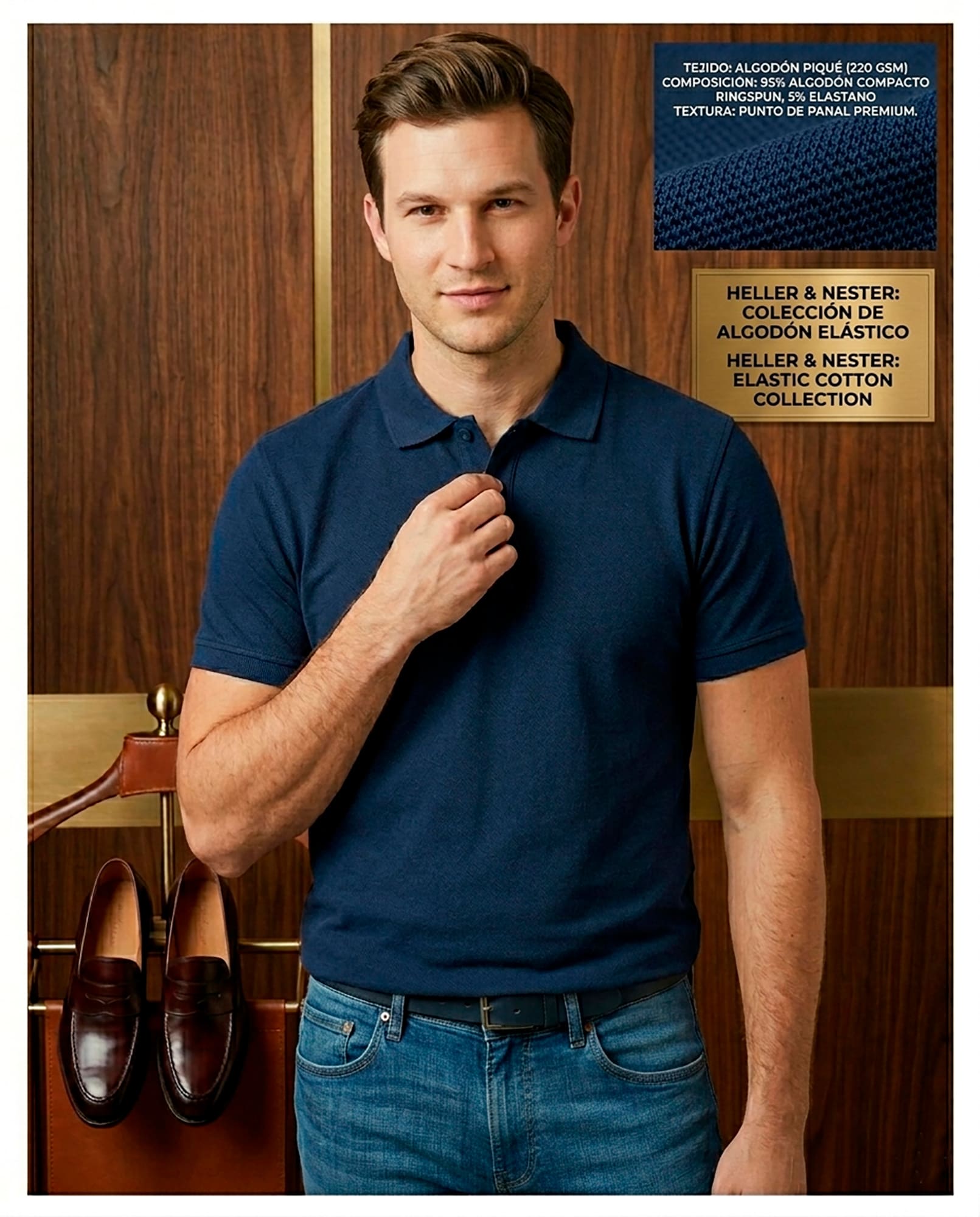 Polo HN Elastic Cotton 220gr/m² - Azul Navy - Imagen 2