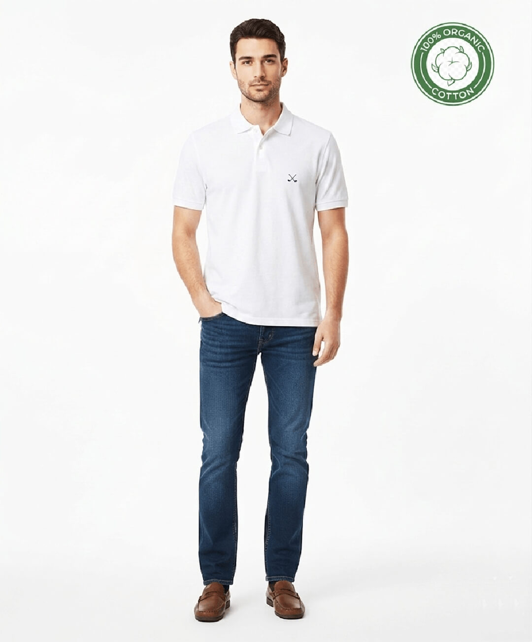 Polo HN EcoBoss 100% Algodón Orgánico 210g/m² - Blanco - Imagen 2