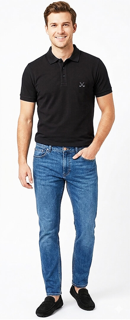 Polo HN Elastic Cotton 220gr/m² - Negro - Imagen 4