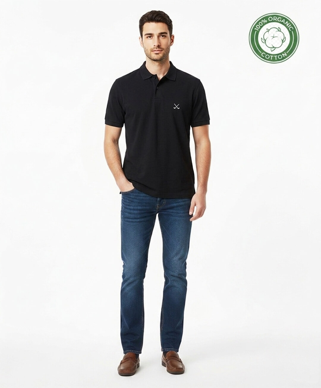 Polo HN EcoBoss 100% Algodón Orgánico 210g/m² - Negro - Imagen 2