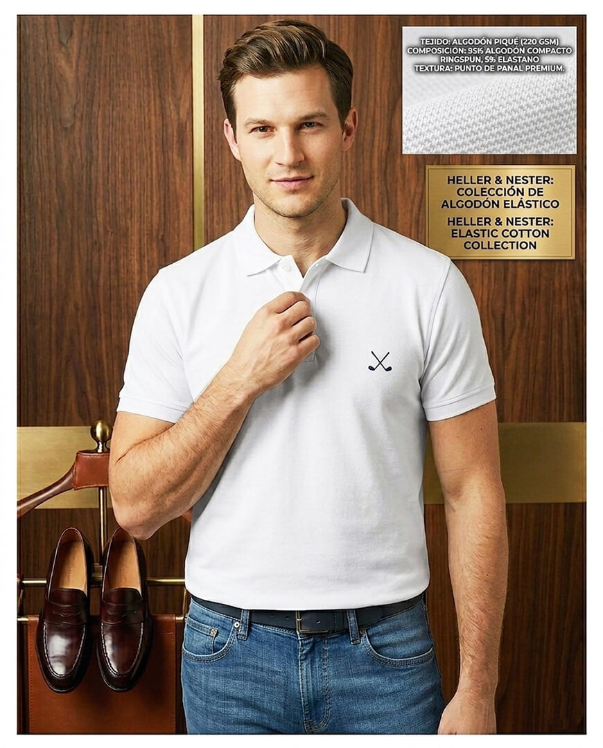 Polo HN Elastic Cotton 220gr/m² - Blanco