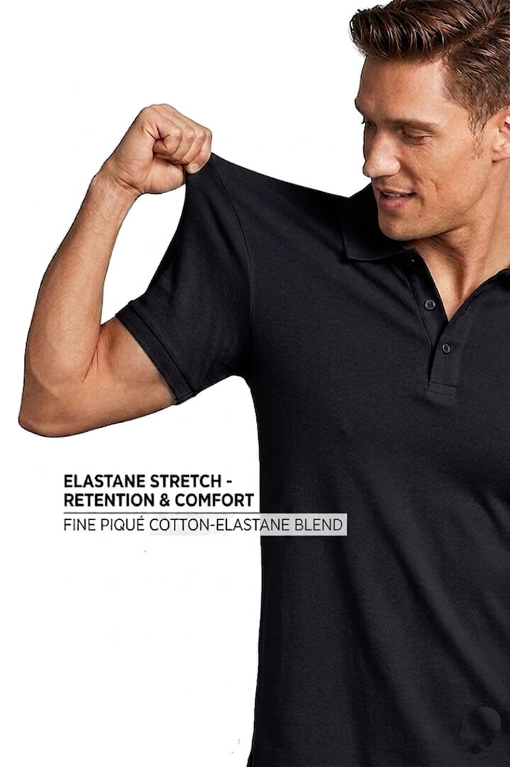 Polo HN Elastic Cotton 220gr/m² - Negro - Imagen 3